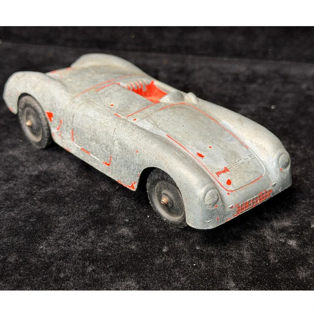 Vintage Tootsietoy Porsche 550 Spyder: Diecast Car, Silver Red, Chicago USA Made
